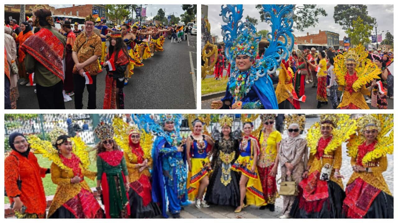 Indonesian Diaspora in their colourful costumes participating in Bendigo's Easter Sunday Gala Parade – Bendigo, 20 Apr 2025. Photos curtesy BAIK (Bendigo Australia Indonesia Klub).