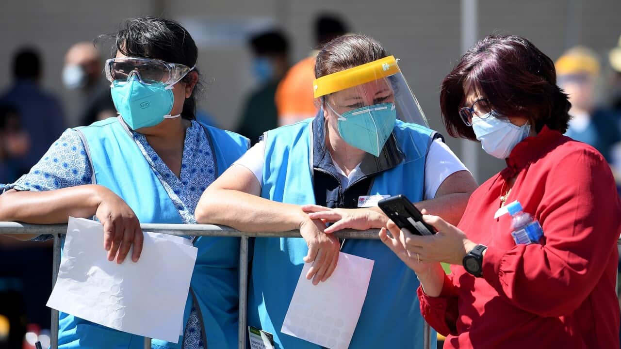Health workers at Macquarie Fields, Sydney