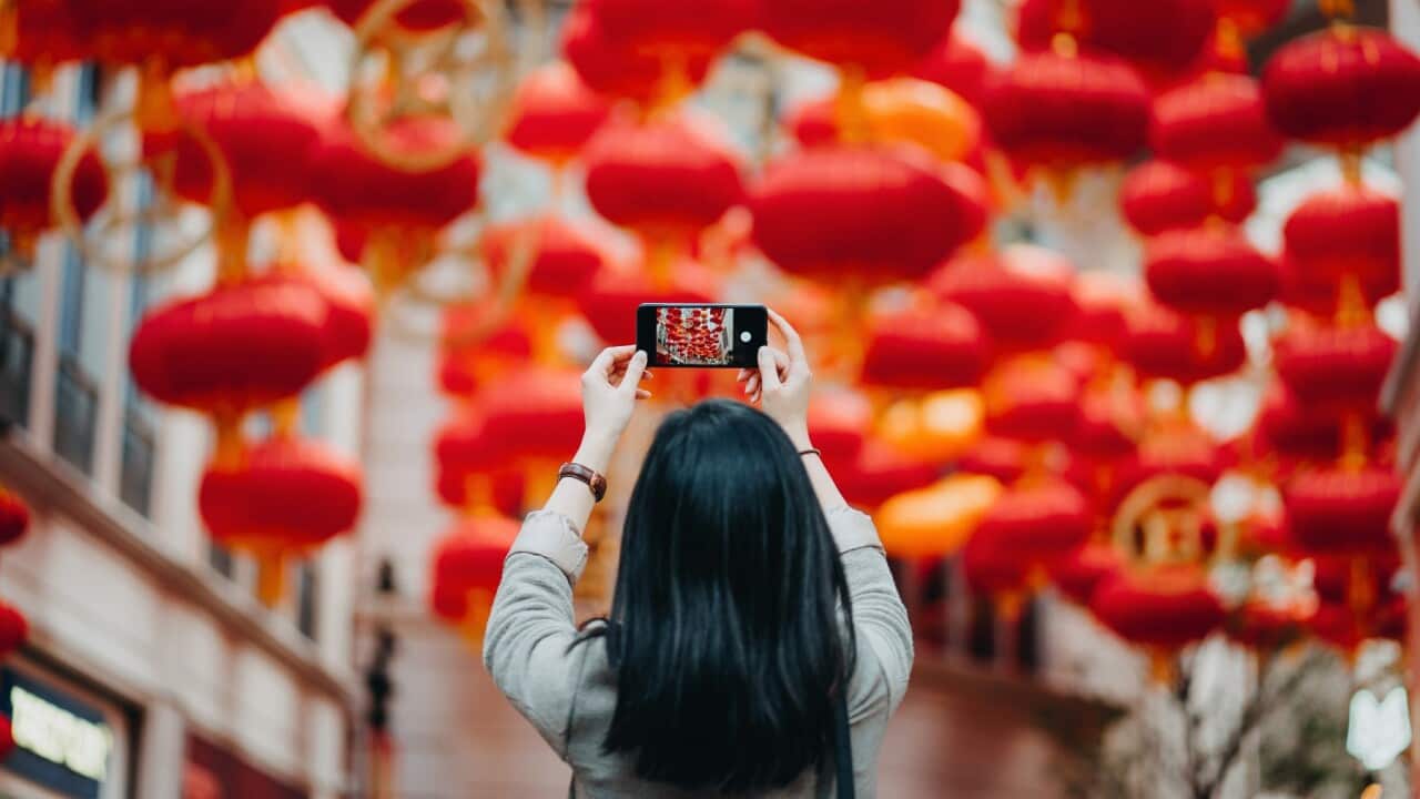 Taking photo of lanterns