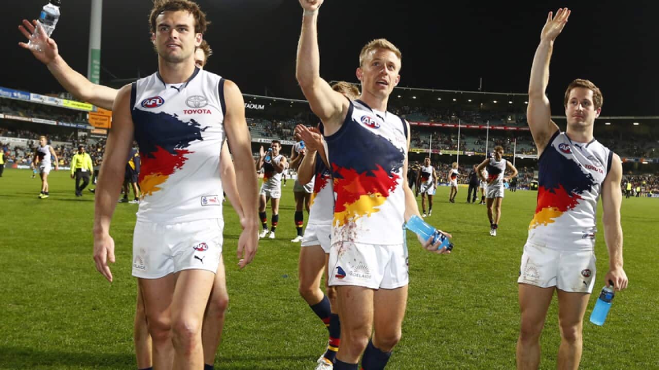 Players from the Adelaide Crows AFL team