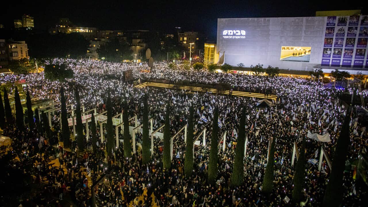 Protest against Israel judicial reform in Tel Aviv, Israel - 14 Jan 2023