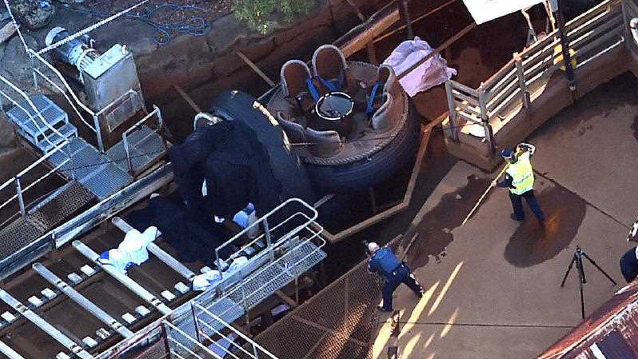Queensland Emergency service personnel are seen at amusement theme park Dreamworld on the Gold Coast