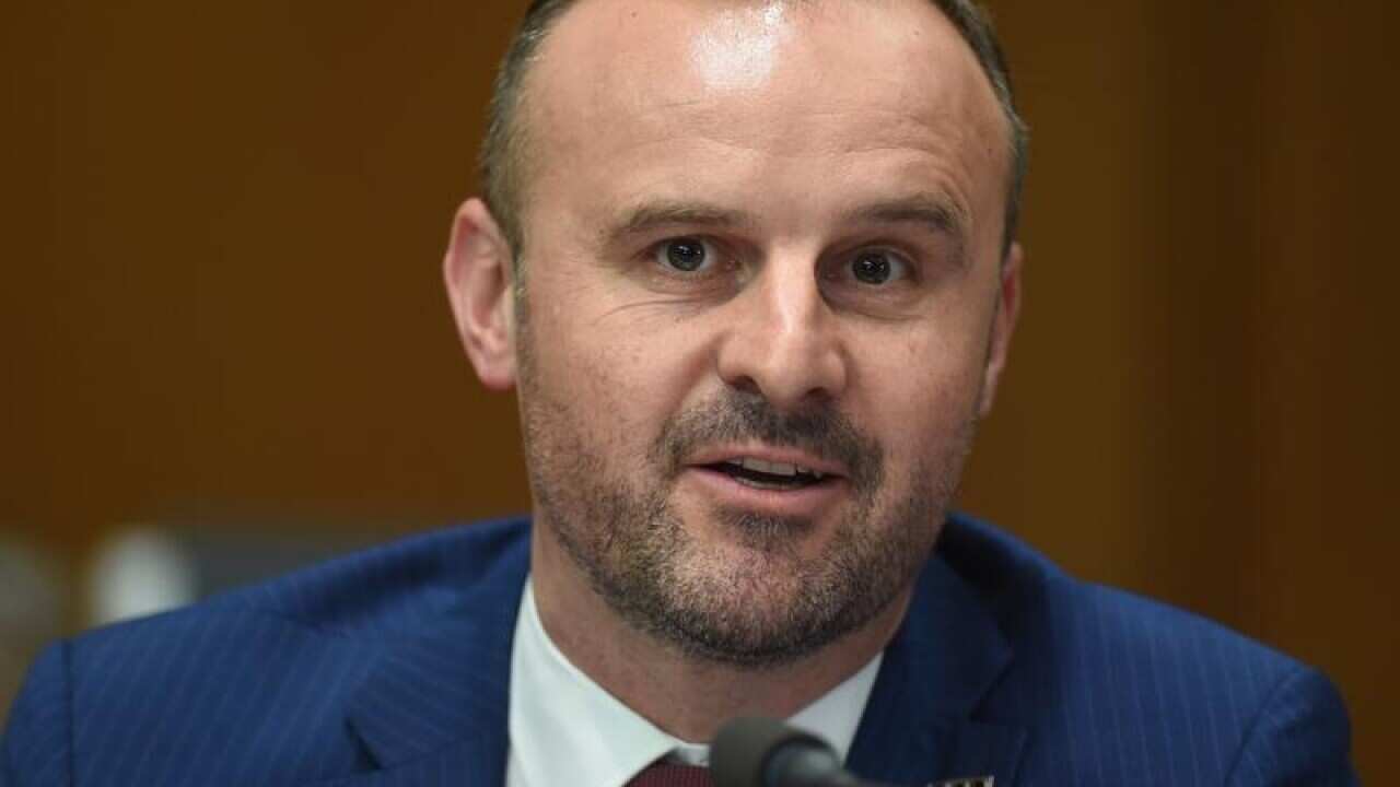 ACT Chief Minister Andrew Barr speaks during a press conference.