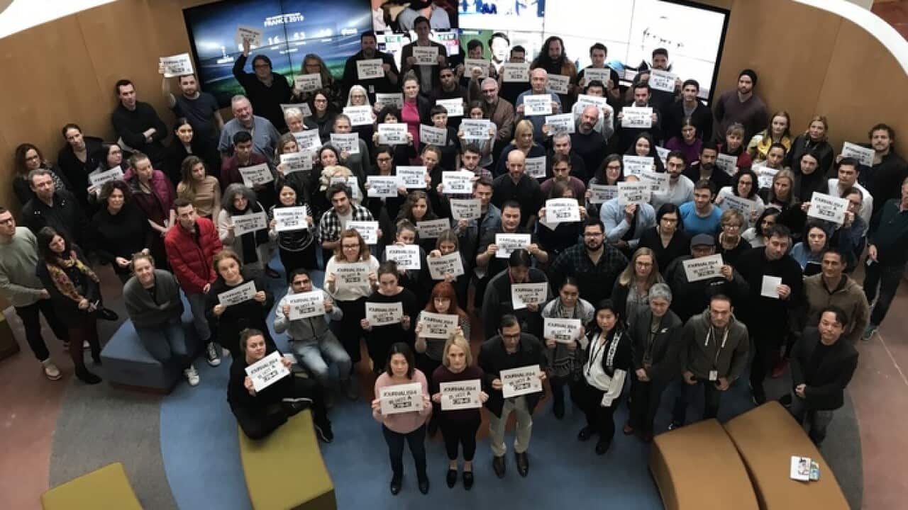 SBS journalists take part in the day of action to support press freedom