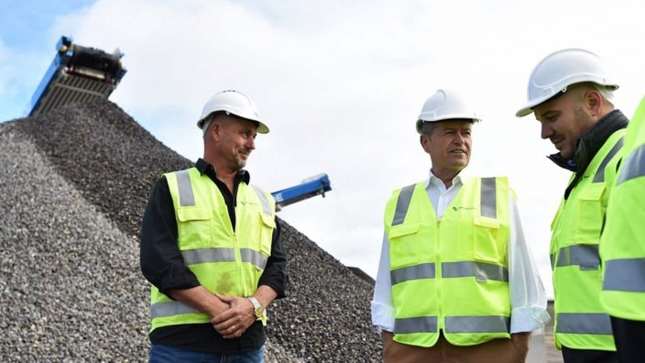 The Opposition Leader Bill Shorten during a visit to the ‘Repurpose It’ recycling facility in Epping, Melbourne, Sunday, March 31, 2019.