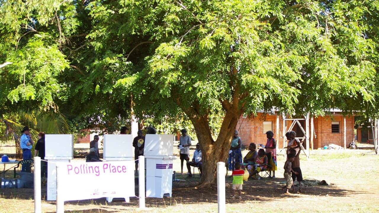 A polling booth in Arnhem land (Supplied AEC).