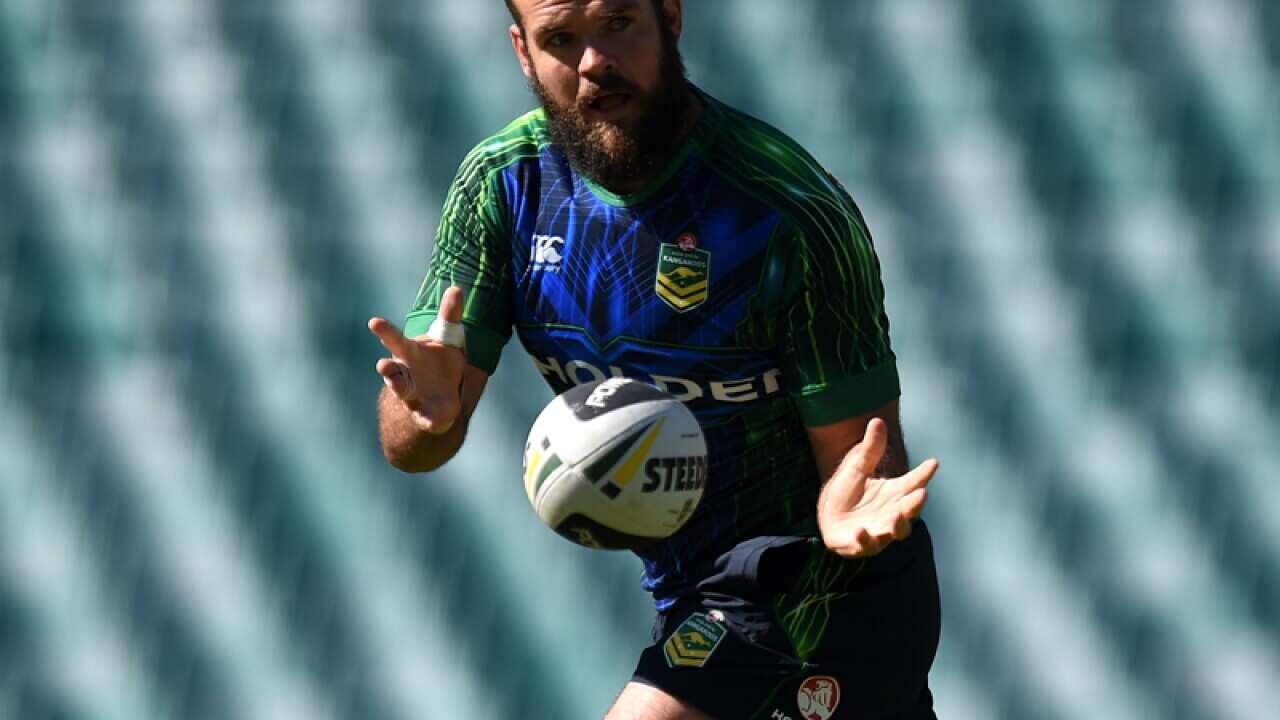 Nate Myles takes part in the captain's run in Sydney