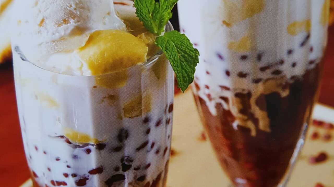 Durian and red bean cold drink