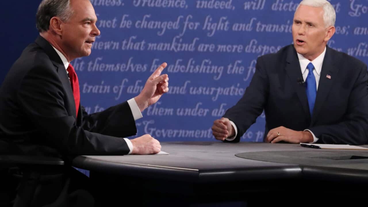 Republican Mike Pence (R) and Democrat Tim Kaine