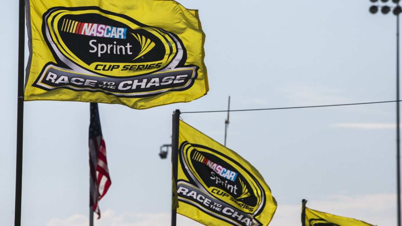 Flags wave before the NASCAR Sprint Cup