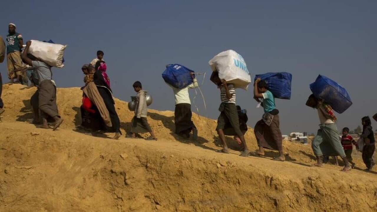 Rohingya refugees near the Bangladesh Myanmar border