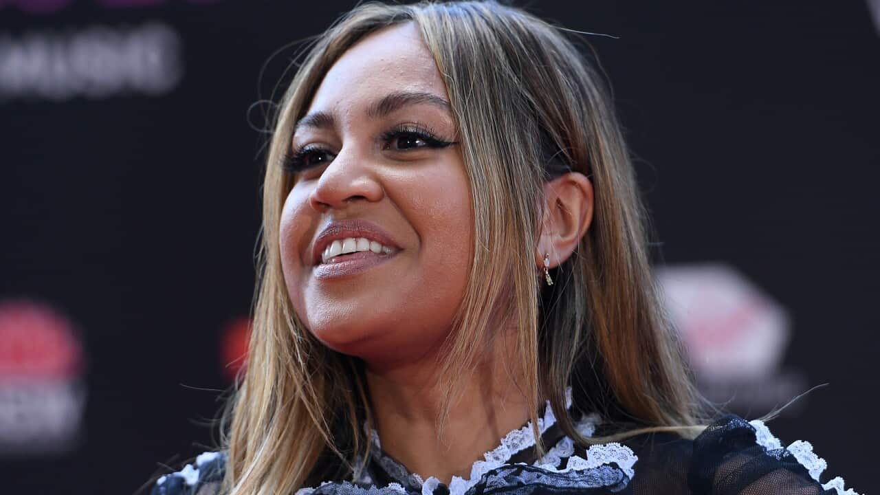 Jessica Mauboy arrives at the 31st ARIA Awards at The Star, in Sydney, Tuesday, November 28, 2017. (AAP Image/Dan Himbrechts) NO ARCHIVING