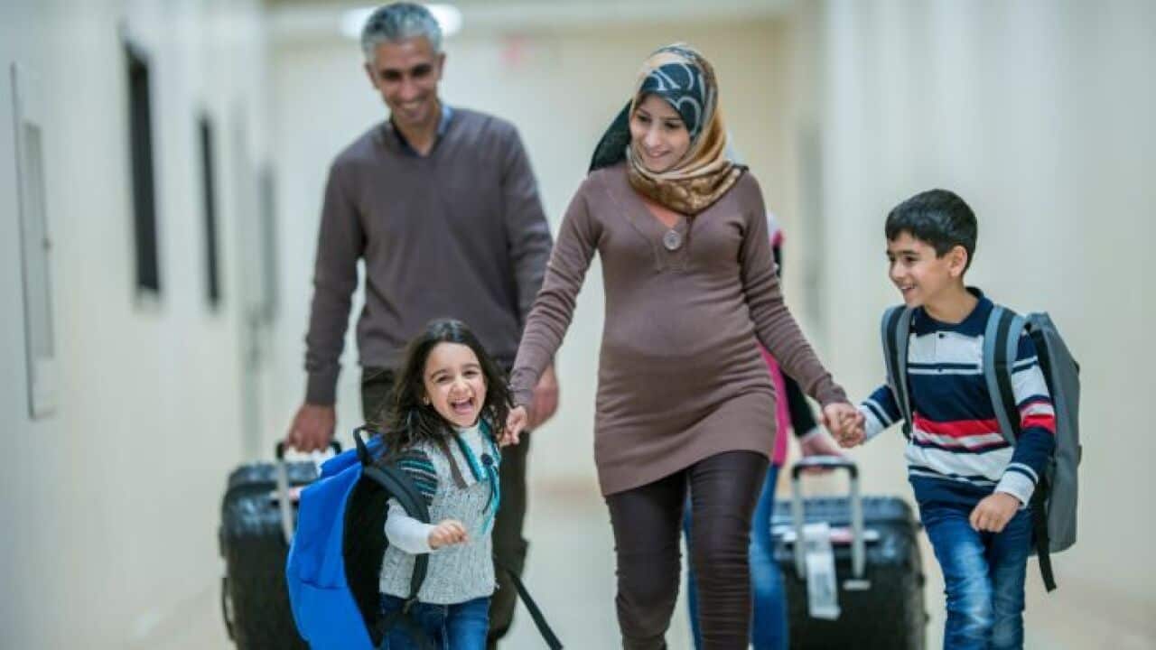 Family at an airport