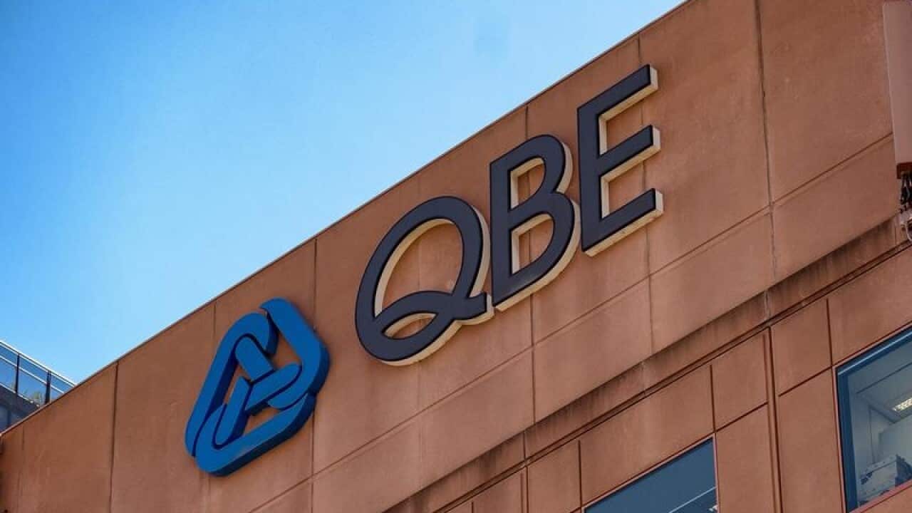 QBE signage is seen outside their office in Melbourne.