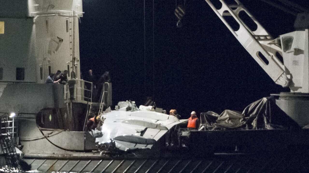 a fragment of a plane lifted out of the Black Sea