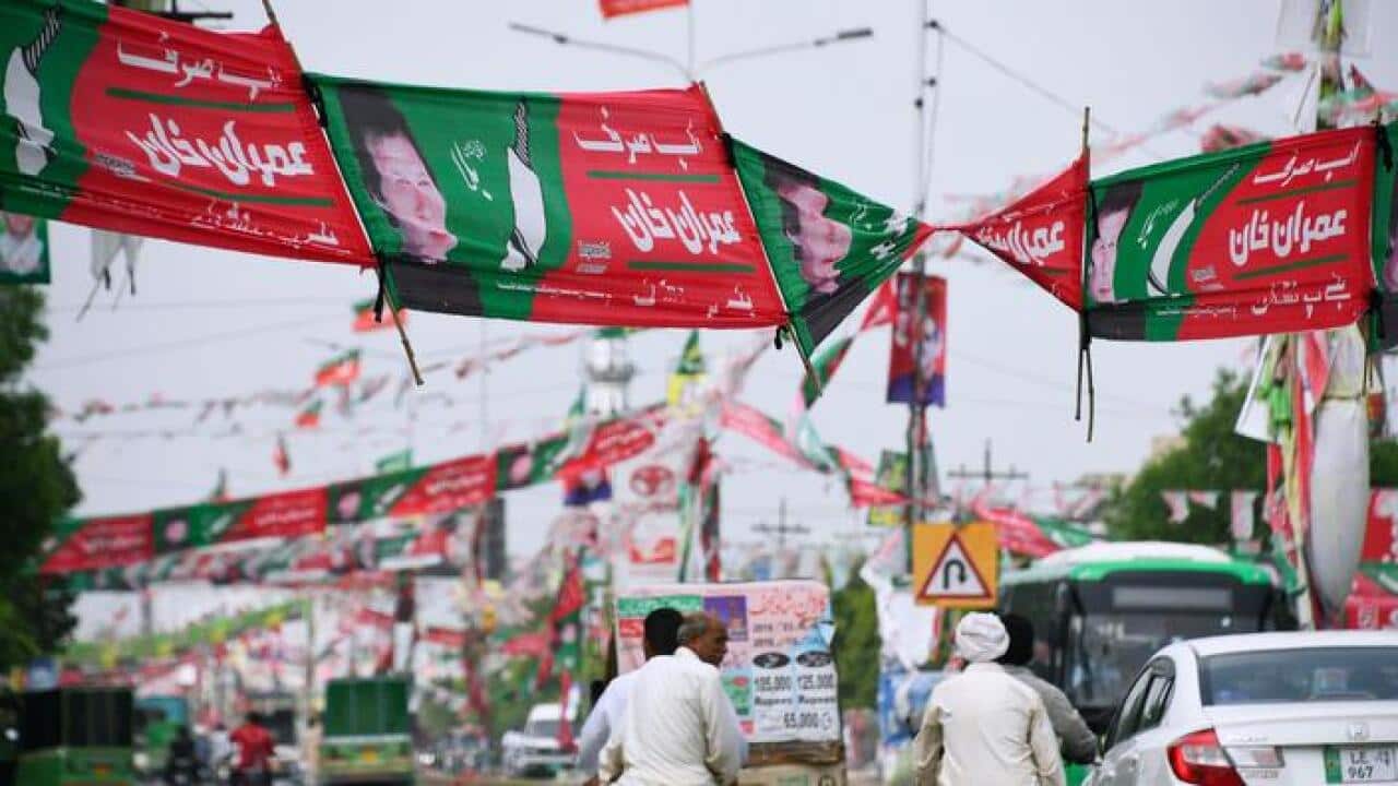 Campaign banners still flying in the Pakistani city of Lahore