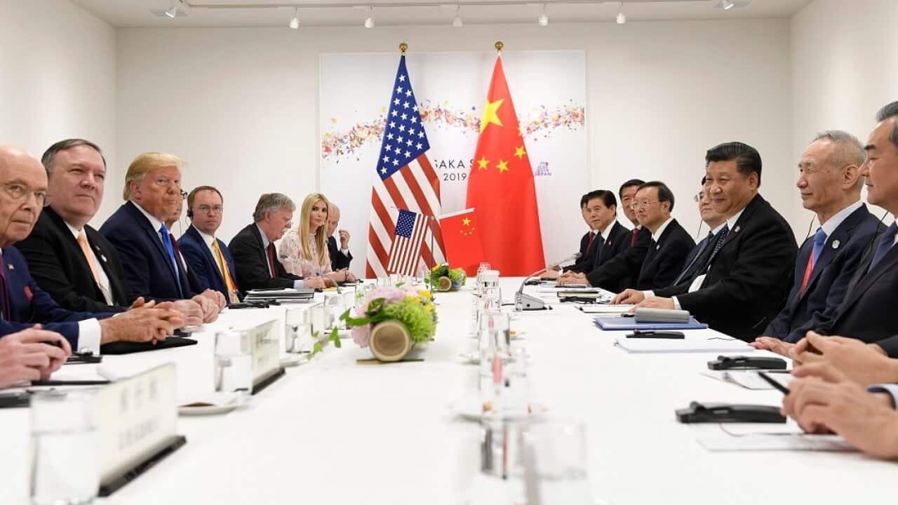 President Donald Trump meets with Chinese President Xi Jinping during G20 summit in Osaka, Japan.