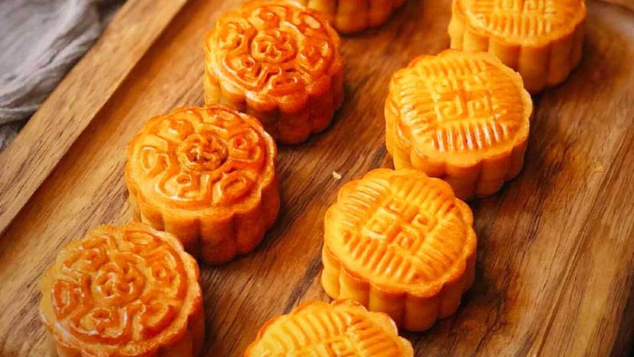 Mooncakes are presented to celebrate the Mid-Autumn Festival.