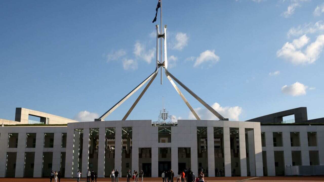 An exterior view of Parliament House on 17 April, 2021 in Canberra. 
