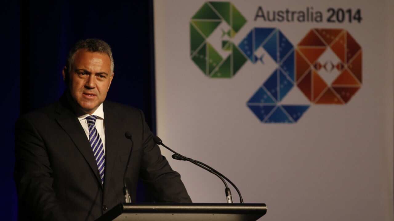 Treasurer Joe Hockey address an audience in Sydney