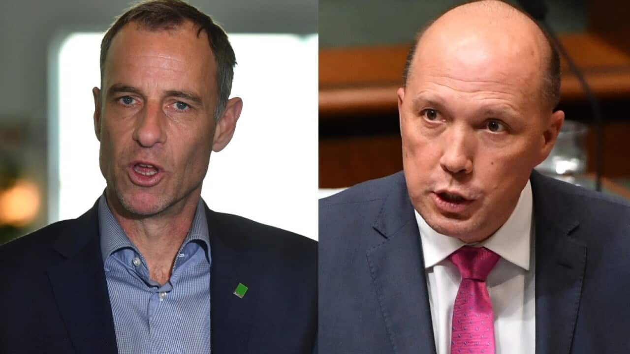 Greens Senators Nick McKim and Australian Immigration Minister Peter Dutton