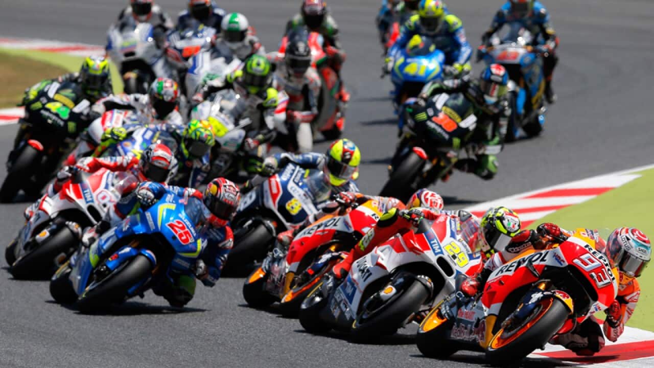 MotoGP riders at the Circuit de Catalunya in Barcelona