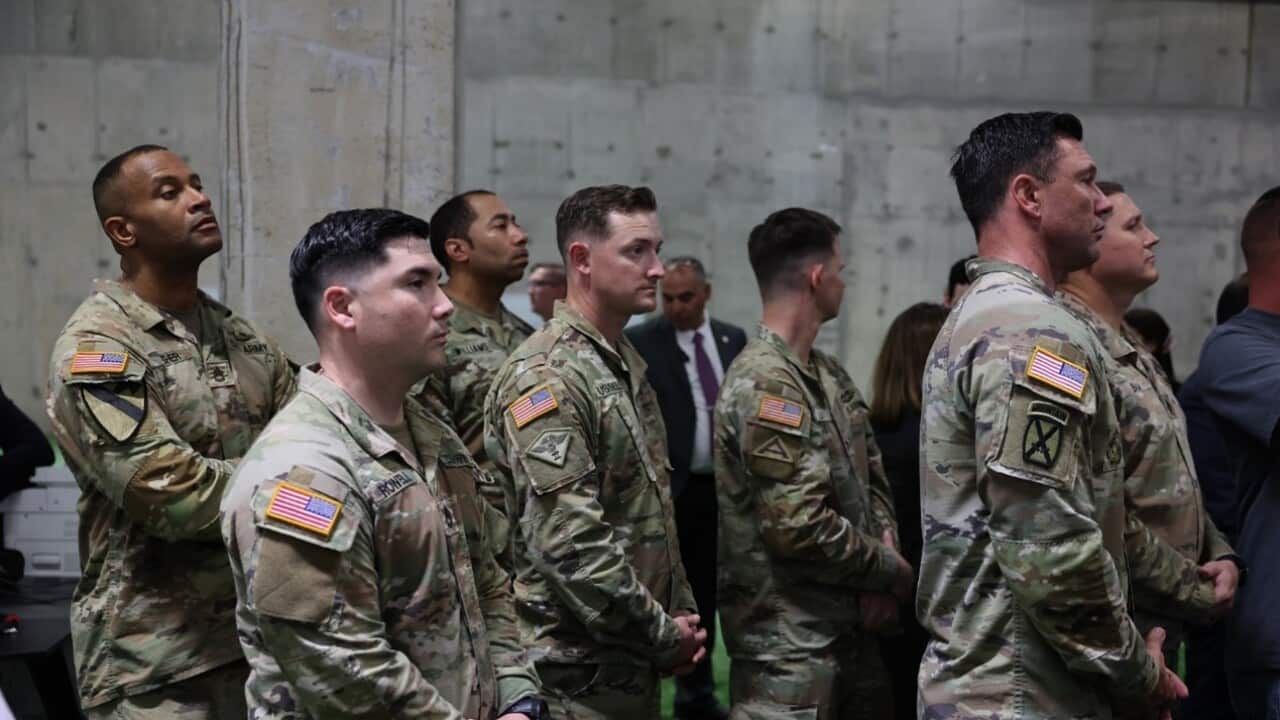 US servicemen at the US-led Civil-Military Coordination Center (CMCC) in Kiryat Gat, southern Israel.jpg