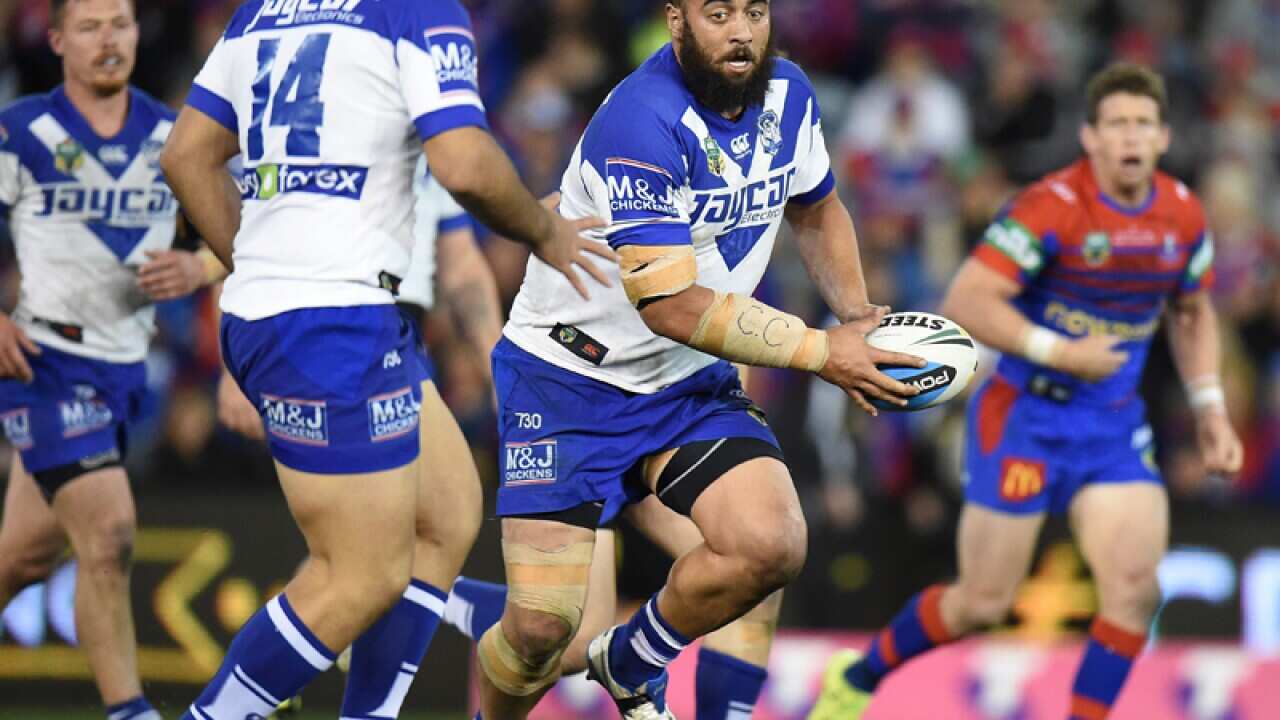 Canterbury's Sam Kasiano runs with the ball
