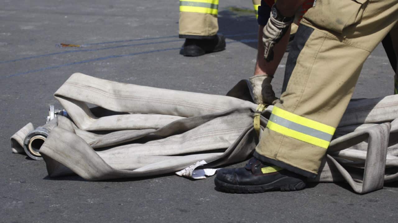 Fire brigades at the scene of a fire