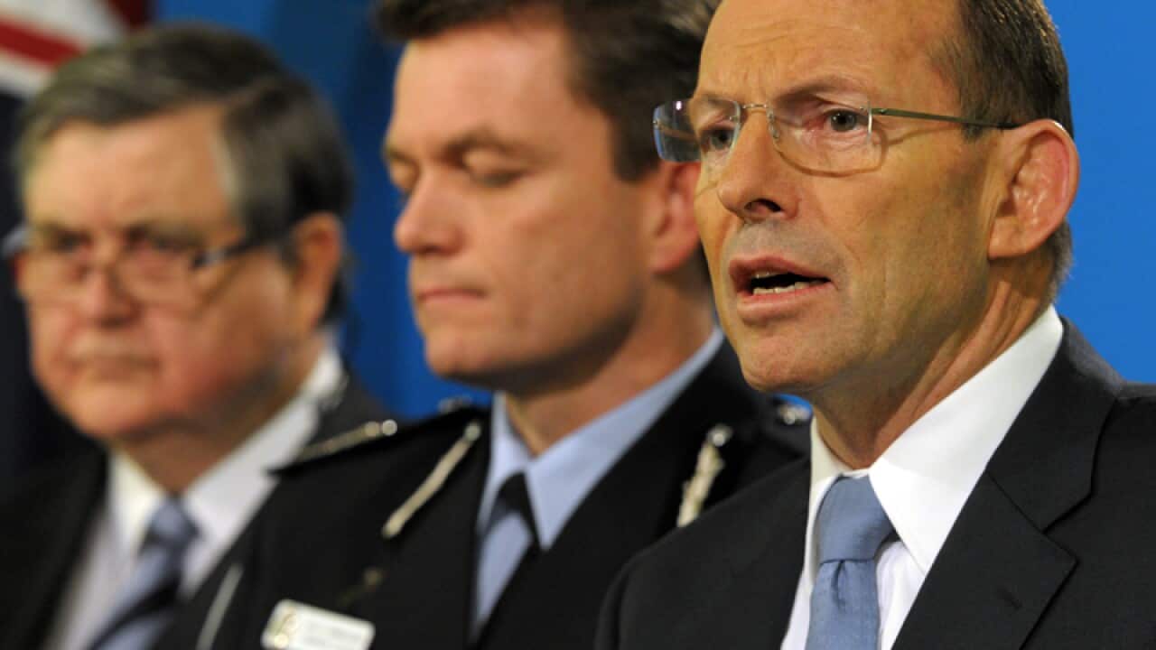 Prime Minister Tony Abbott during a presser in Sydney