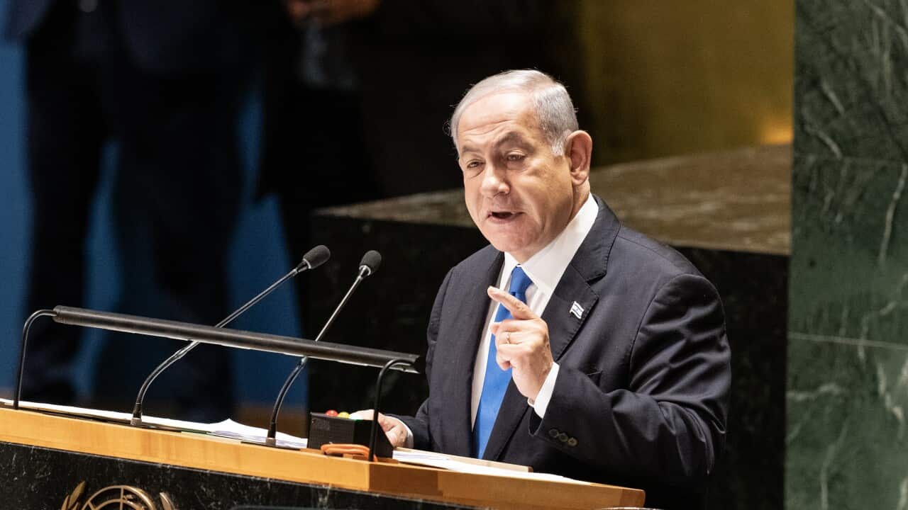 Prime Minister of Israel Benjamin Netanyahu speaks at the 78th Session of the General Assembly of UN