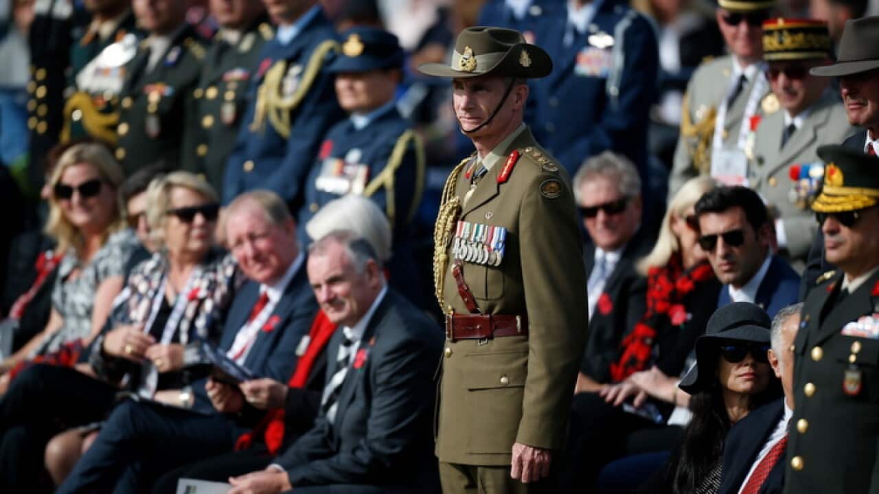 A file photo of Defence force chief Angus Campbell at the Lone Pine Cemetery, in Gallipoli peninsula, Turkey, in 2019.
