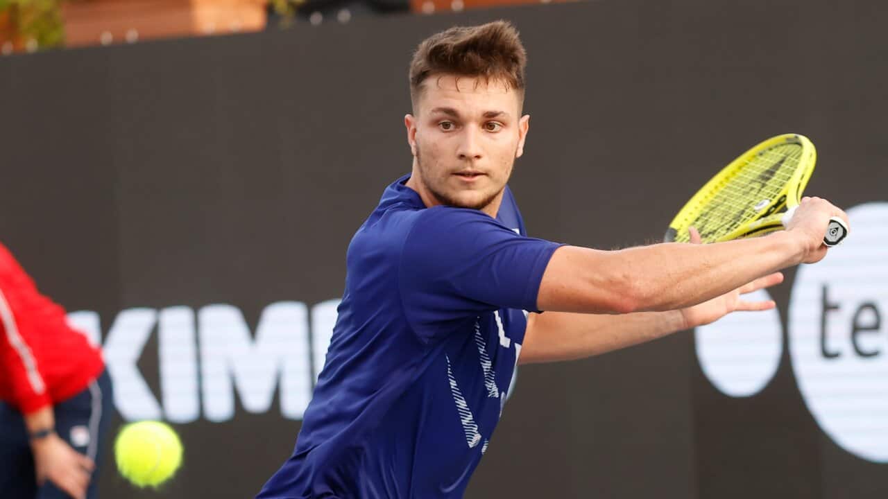 Miomir Kecmanovic of Serbia during ATP 250 Napoli Quarterfinal at the Tennis Internationals in Napoli, Italy