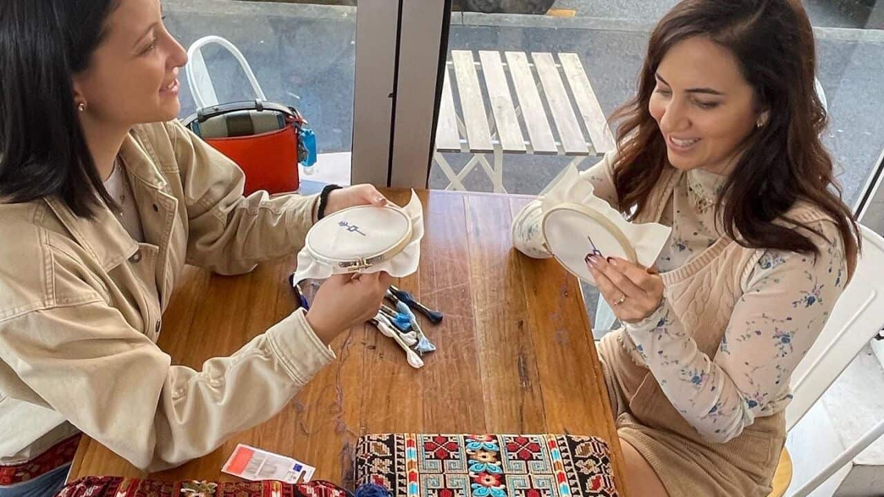 Sarah Shaweesh with Gina Barjeel