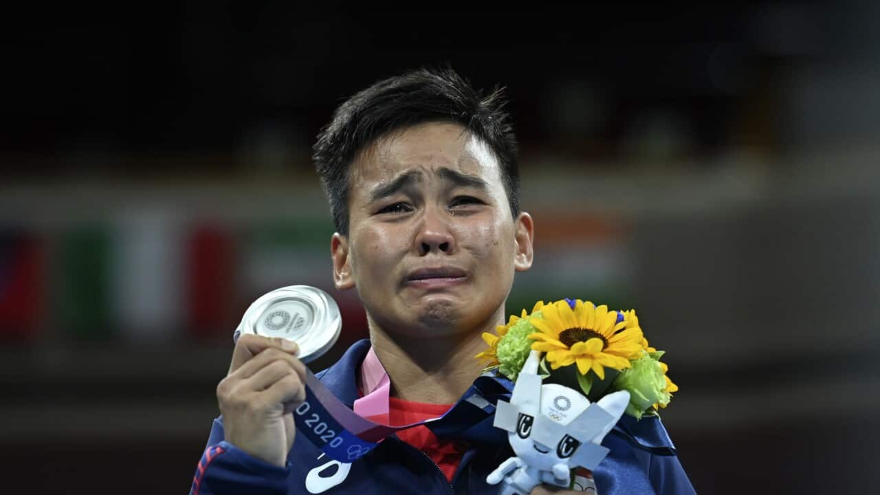The Philippines' Nesthy Petecio with her silver medal on Tuesday, Aug. 3, 2021, in Tokyo, Japan.