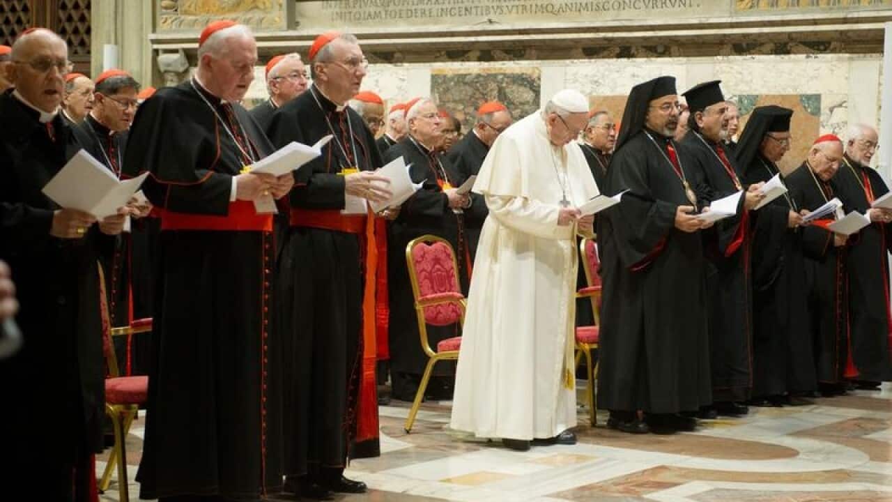 The Pope, bishops and cardinals at a liturgy at the end of the summit