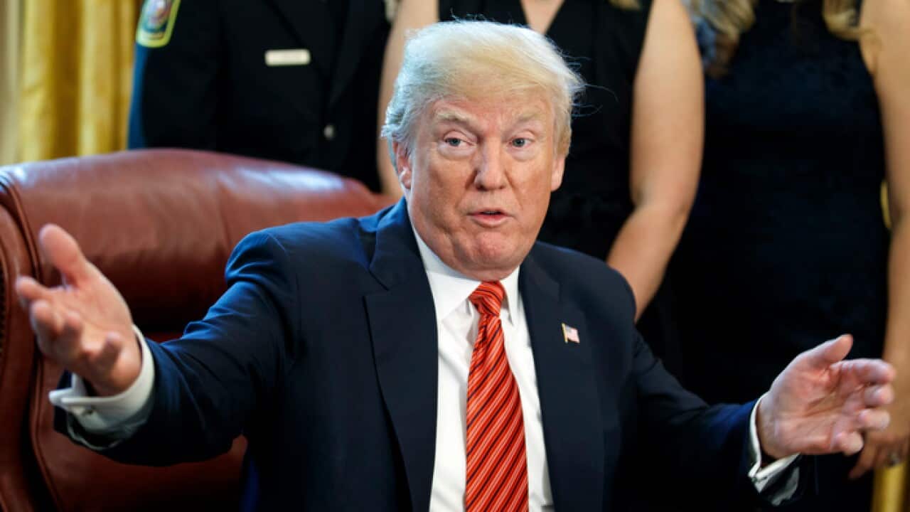 President Donald Trump in the Oval Office of the White House in Washington, May 1, 2018.