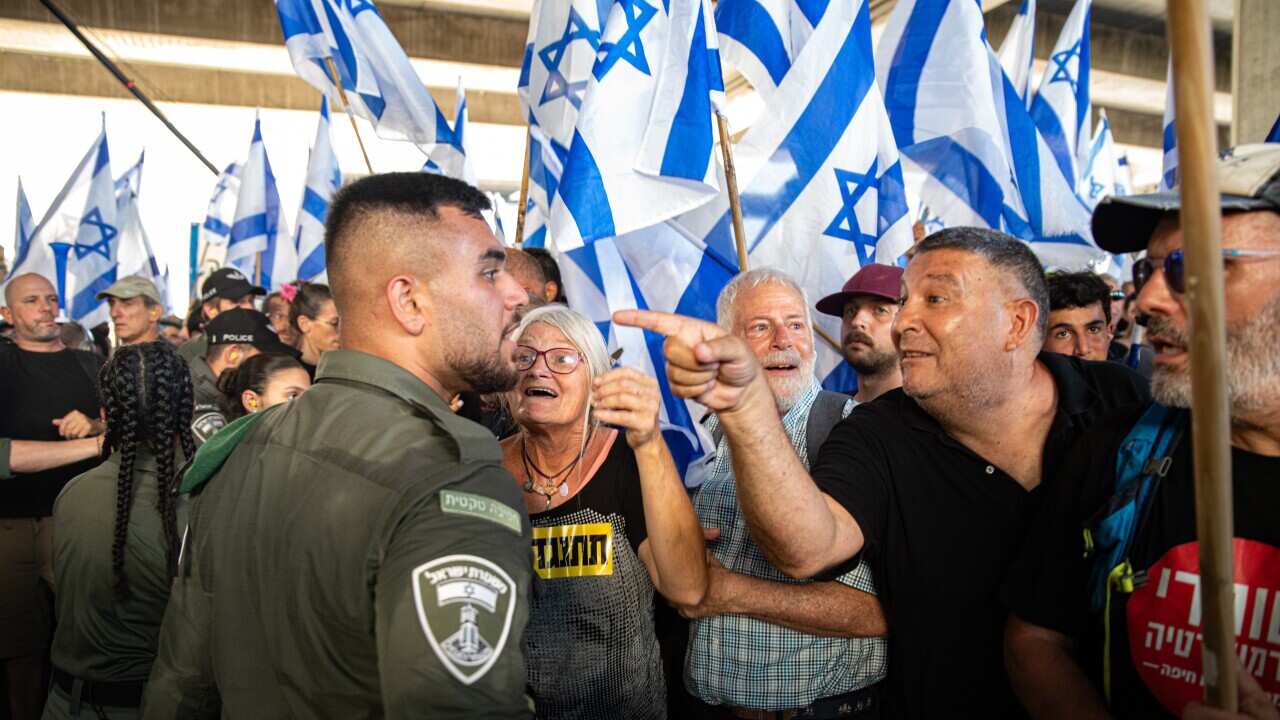 Israel: Israel: Anti judicial reform protest in Ben Gurion Airport