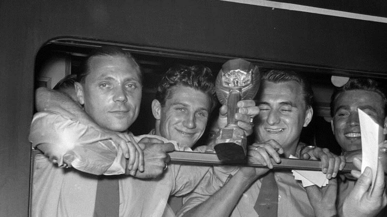 File picture of Hans Schaefer and some of his World Cup teammates