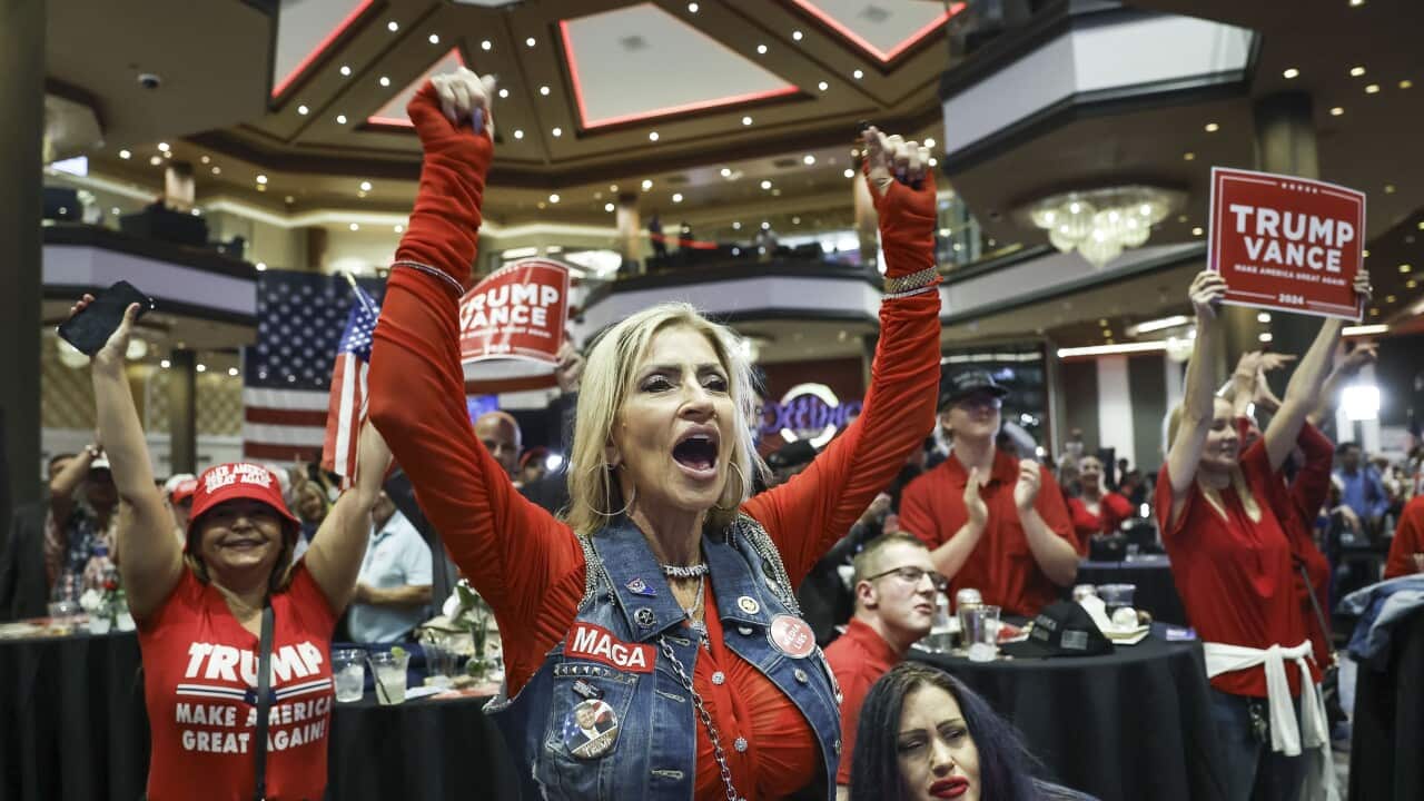 People wait for results of US 2024 presidential elections in Nevada