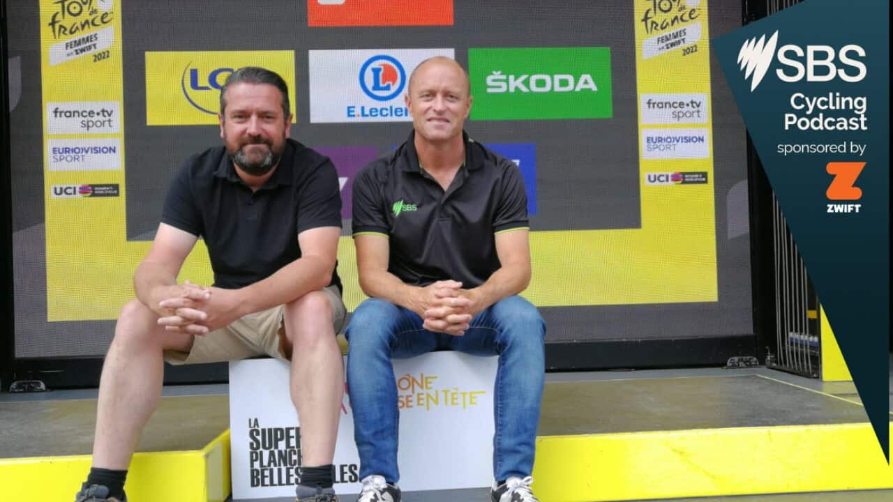 Christophe & Macka on the Final podium of the Tour de France Femmes 2022