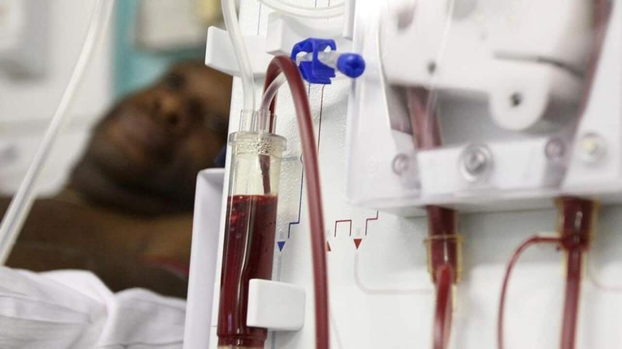 Kidney patient Noel Ashmead receiving treatment on a dialysis machine