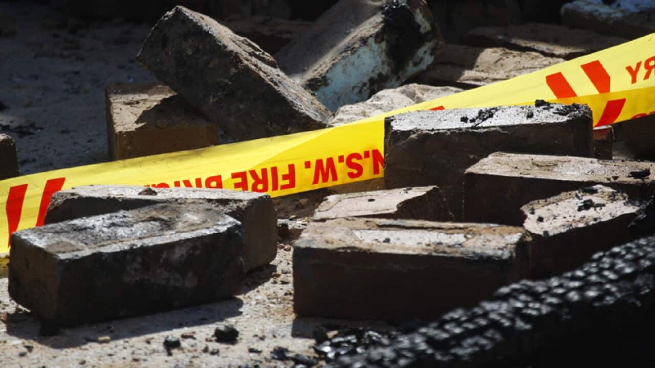 Fire and police emergency services at a scene of a fire in Sydney