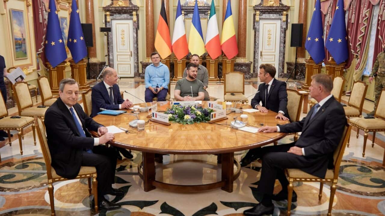 Volodymyr Zelenskyy met with the leaders of Germany, France, Romania and Italy in Kyiv.