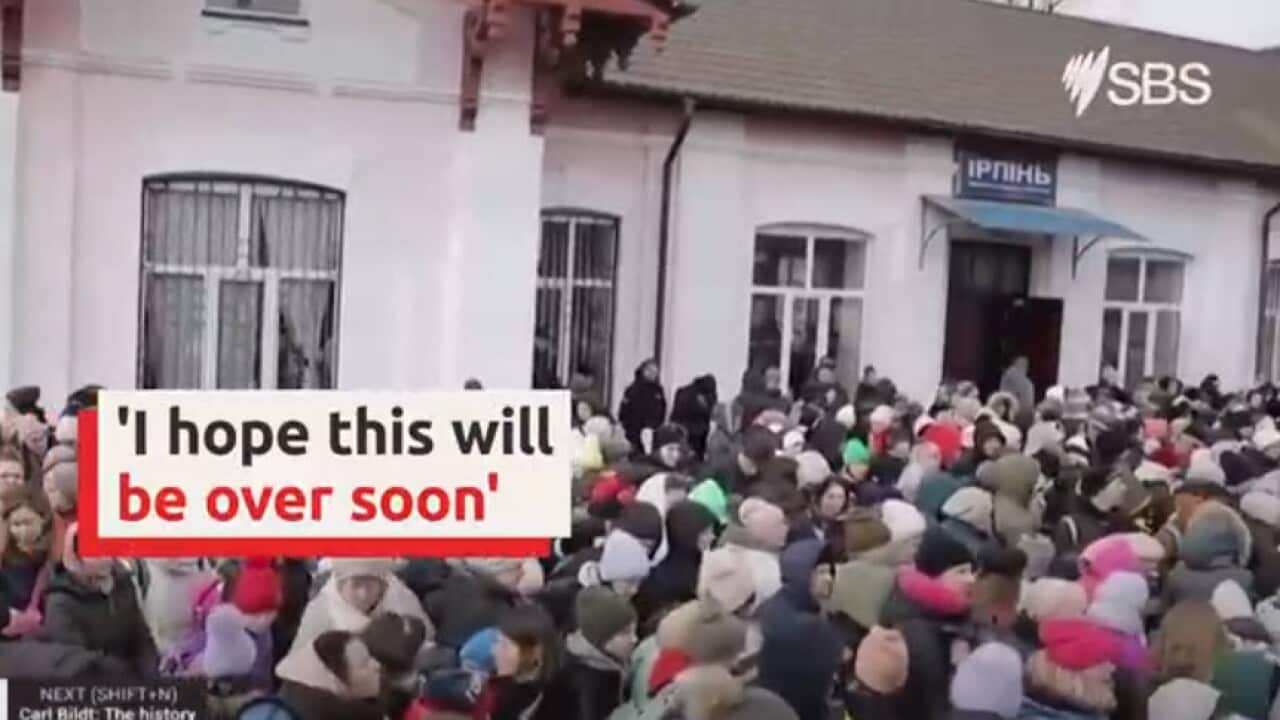 Hundreds evacuate as air strikes pound town on the outskirts of Kyiv