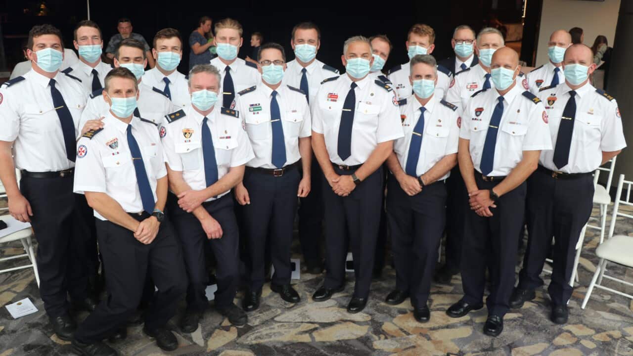 An all-male group of NSW elite paramedic recruits