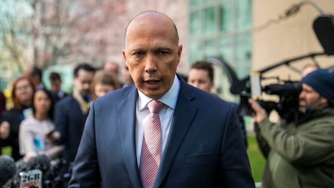 Peter Dutton faces the media on August 21.