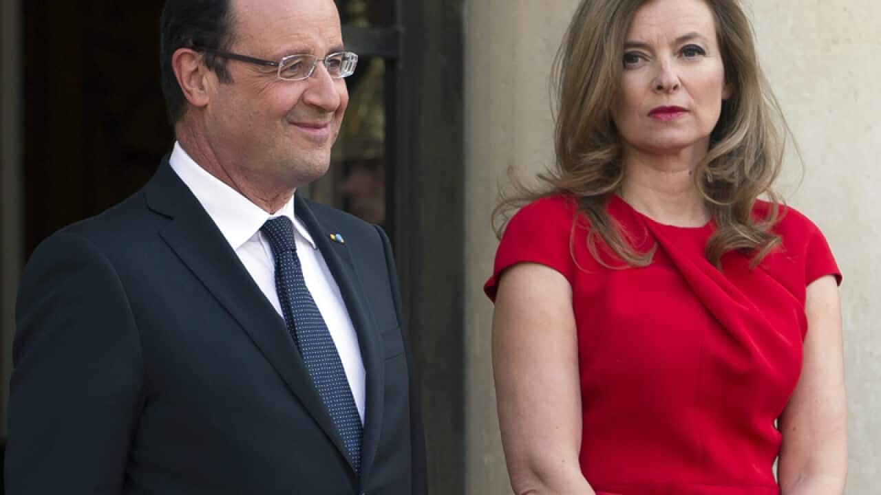 French President Francois Hollande with partner Valerie Trierweiler