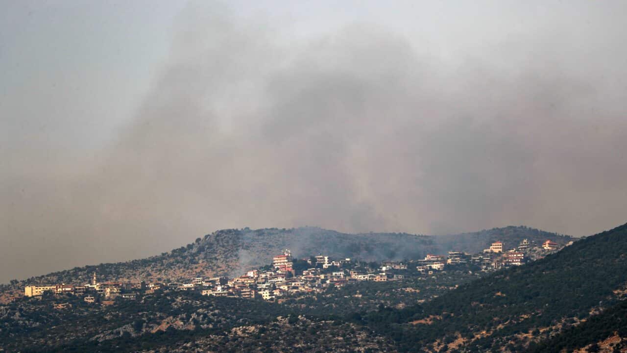 Smoke rises on the Lebanon side of the border after Israeli artillery shelling in response to an attempted Hezbollah attack on the Israeli-Lebanon border.