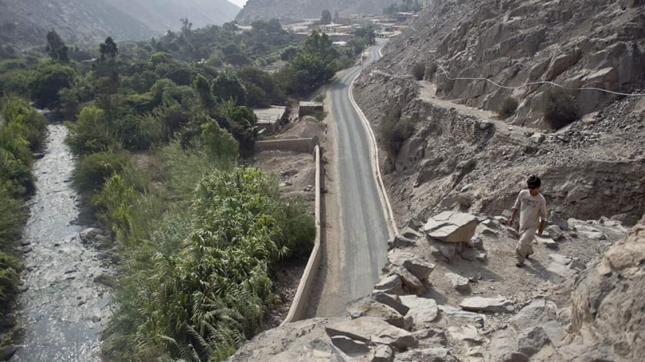 A man walks along a section of the Inca trail in Cieneguilla